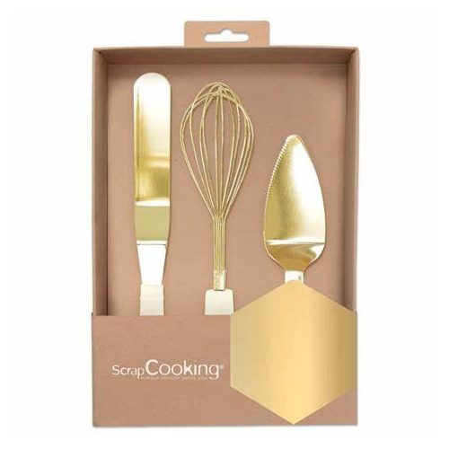 Scrap Cooking Arany Spatula, Habverő, Tortaszerver Készlet, 3db