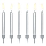 Party Deco Gyertya, Ezüst, 6cm
